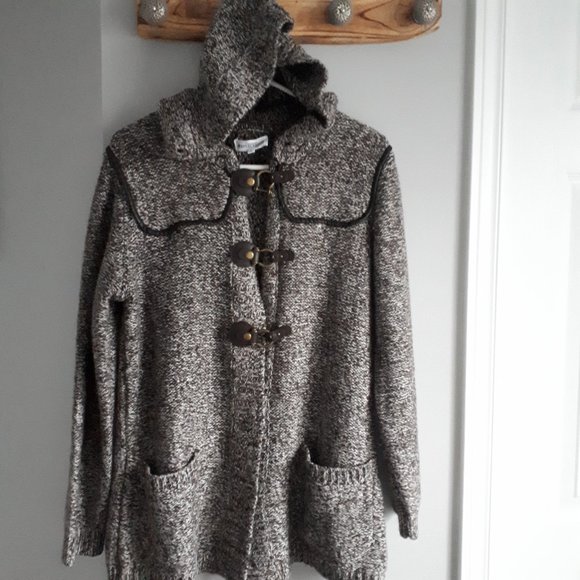 Northern Reflections Marled Brown Knit Cardigan with Hood - Picture 1 of 9